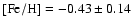 ${\rm [Fe/H]} = -0.43 \pm 0.14$