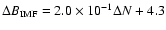 $\Delta B_{\rm IMF} = 2.0\times 10^{-1}\Delta N + 4.3$
