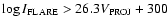 $\log I_{\rm FLARE} > 26.3 V_{\rm PROJ} + 300$