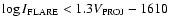 $\log I_{\rm FLARE} < 1.3 V_{\rm PROJ} - 1610$