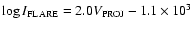 $\log I_{\rm FLARE} = 2.0V_{\rm PROJ} - 1.1\times 10^3$