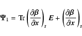 \begin{displaymath}%
{\vec \Psi} _1={\rm Tr}\left( {{{\partial {\mbox{\boldmath ...
...{\boldmath {$\beta$ }}}} \over {\partial {\vec x}}}} \right)_s
\end{displaymath}