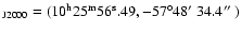 $_{\rm J2000}=(10^{\rm h}25^{\rm
m}56^{\rm s}.49, -57^\circ48\hbox{$^\prime$ }34.4\hbox{$^{\prime\prime}$ })$