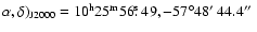 $\alpha, \delta)_{\rm J2000} = 10^{\rm h}25^{\rm m}56\hbox{$.\!\!^{\rm s}$ }49, -57^\circ 48\hbox{$^\prime$ }44.4\hbox{$^{\prime\prime}$ }$