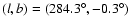 $(l,b) =
(284.3^{\circ}, -0.3^{\circ})$