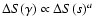 $\Delta S(\gamma) \propto \Delta S(s)^a$