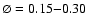 $\varnothing
= 0.15{-}0.30~\pc$