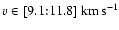 $v\in[9.1{:}11.8]~\ensuremath{{\rm km\, s^{-1}}} $