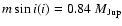 $m\sin i(i) = 0.84~ M_{\rm Jup}$