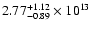 $2.77_{-0.89}^{+1.12}\times10^{13}$