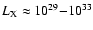 $L_{{\rm X}} \approx 10^{29}{-}10^{33}$