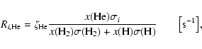 \begin{displaymath}R_{i, {\rm He}} = \zeta_{{\rm He}} \frac{x({\rm He}) \sigma_i...
...+ x({\rm H}) \sigma({\rm H})} \qquad \bigl[\rm {s^{-1}}\bigr],
\end{displaymath}