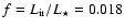 $f = L_{{\rm ir}}/L_\star = 0.018$