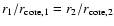 $r_1/r_{\rm
core,1}=r_2/r_{\rm core,2}$