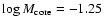 $\log{M_{\rm core}=-1.25}$