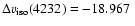$\Delta v_{\rm iso}(4232) =
-18.967~$