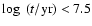 $\log~ (t/{\rm yr}) < 7.5$