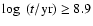 $\log~ (t/{\rm yr}) \ge 8.9$
