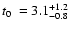 $\mbox{$t_0$ }=3.1^{+1.2}_{-0.8}$