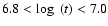 $6.8 < \log~(t) < 7.0$