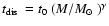 $\mbox{$t_{\rm dis}$ }=\mbox{$t_0$ }(M/\mbox{$M_{\odot}$ })^{\gamma}$