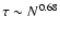 $\tau \sim N^{0.68}$