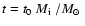 $t=\mbox{$t_0$ }\mbox{$M_{\rm i}$ }/\mbox{$M_{\odot}$ }$