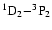 $\rm ^1D_{2}{-}^3P_{2}$