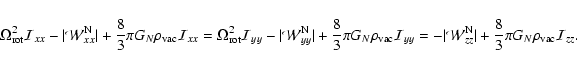\begin{displaymath}\Omega_{\rm rot}^{2}\mathcal{I}_{xx}-\vert\mathcal{W}_{xx}^{\...
...{\rm N}\vert+\frac{8}{3}\pi G_N\rho_{\rm vac}\mathcal{I}_{zz}.
\end{displaymath}