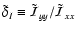 $\tilde{\delta}_I\equiv \tilde{\mathcal{I}}_{yy}/\tilde{\mathcal{I}}_{xx}$