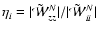 $\eta_{i}=\vert\tilde{\mathcal{W}}_{zz}^N\vert/\vert\tilde{\mathcal{W}}_{ii}^N\vert$