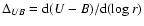 $\Delta_{UB}= {{\rm d}(U-B)/\rm d}(\log r)$
