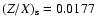 $(Z/X)_{\rm
s}=0.0177$