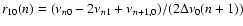 $r_{10}(n)=(\nu_{n0}-2 \nu_{n1} + \nu_{n+1,0})/(2 \Delta\nu_{0}(n+1))$