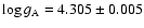 $\log g_{\rm
A} = 4.305\pm 0.005$