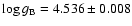 $\log g_{\rm B} = 4.536 \pm 0.008$