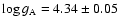 $\log g_{\rm A}=4.34\pm 0.05$