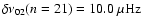 $\delta\nu_{02}(n=21)=10.0\; \mu{\rm Hz}$