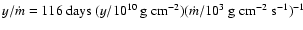 $y/\dot m=116\ {\rm days}\ (y/10^{10}\ {\rm g\ cm^{-2}})(\dot m/10^3\
{\rm g\ cm^{-2}\ s^{-1}})^{-1}$