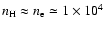 $n_{\rm H}\approx n_{\rm e} \simeq 1\times10^4$