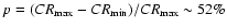 $p = (CR_{\rm max}-CR_{\rm min})/CR_{\rm max} \sim 52\%$