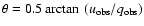 $\theta = 0.5 \arctan~ (u_{\rm obs} / q_{\rm obs})$