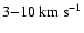 $3 {-} 10\ {\rm km}\ {\rm s}^{-1}$