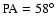 $\rm PA=58^{\circ}$