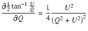 $\displaystyle \frac{\partial \frac{1}{2}\tan^{-1} \frac{U}{Q}}{\partial Q} =
\frac{1}{4}\frac{U^2}{\left(Q^2 + U^2\right)^2}$