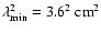 $\lambda^2_{\rm min} = 3.6^2\ \mbox{cm}^2$