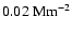 $0.02~{\rm Mm}^{-2}$