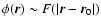 $\phi(\vec{r})\sim F(\vert\vec{r}-\vec{r}_0\vert)$