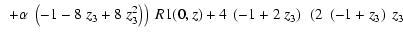 $\displaystyle \left.\left.\left.\left. + \alpha~\left( -1 - 8~z_3 + 8~z_3^2 \ri...
...z_3 \right) ~\left( 2~\left( -1 + z_3 \right) ~z_3
\right.\right.\right.\right.$