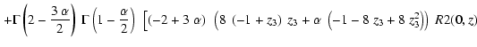 $\displaystyle \left. + {\ifthenelse{\equal{Gamma}{Gamma}}{\Gamma}{Gamma}}
\left...
...t( -1 - 8~z_3 + 8~z_3^2 \right) \right) ~\Muserfunction{R2}(0,z)
\right.\right.$